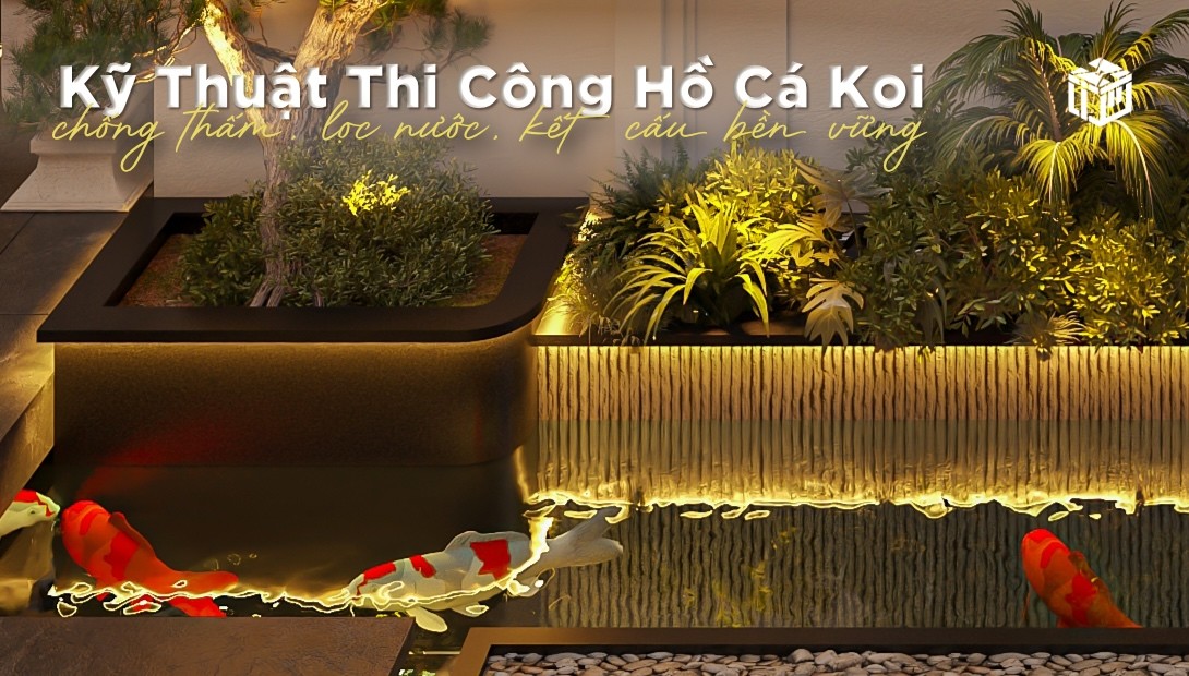 Kỹ Thuật Thi Công Hồ Cá Koi Chuẩn: Chống Thấm, Lọc Nước, Kết Cấu Bền Vững
