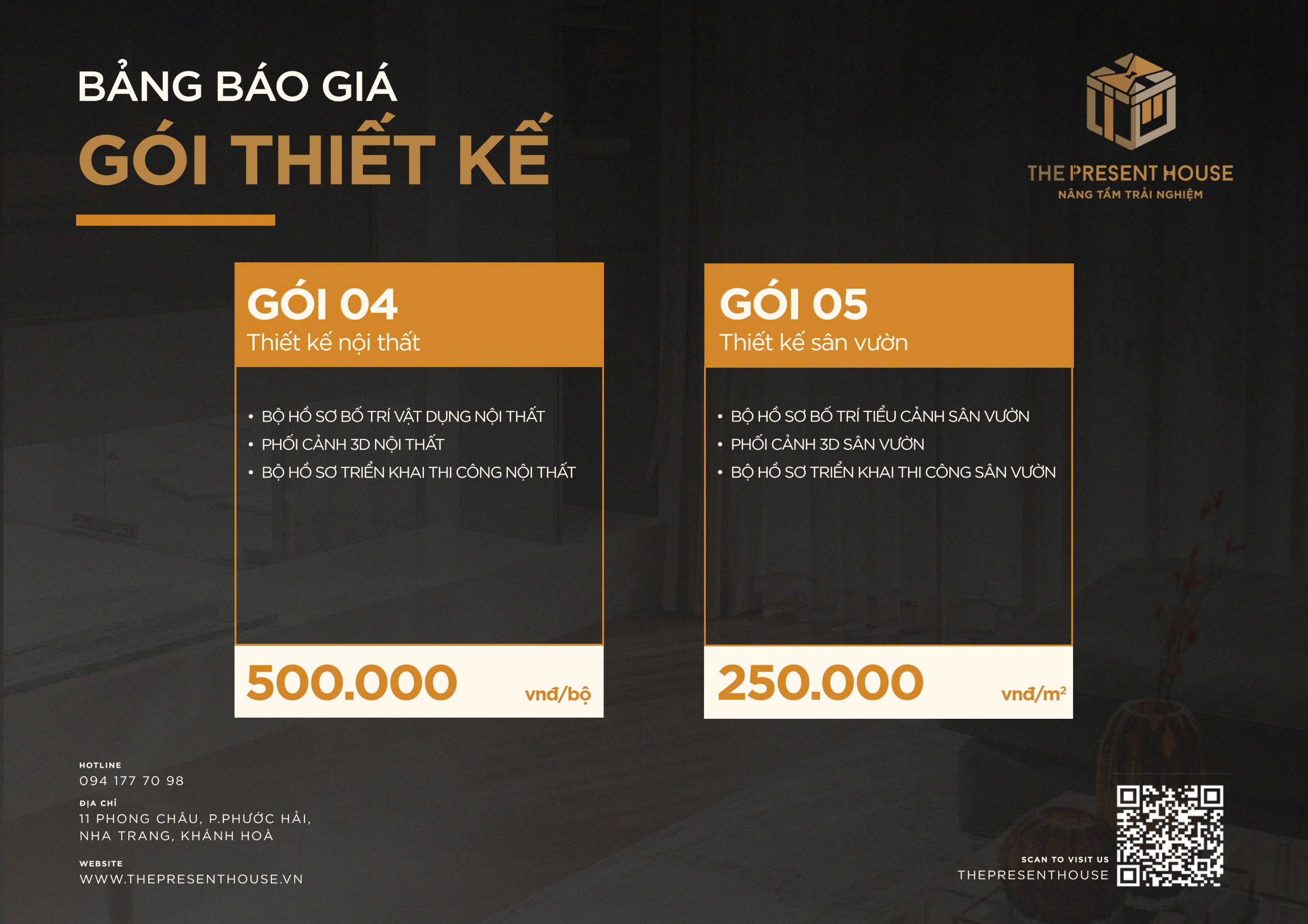 Bảng báo giá thiết kế nội thất - thiết kế sân vườn